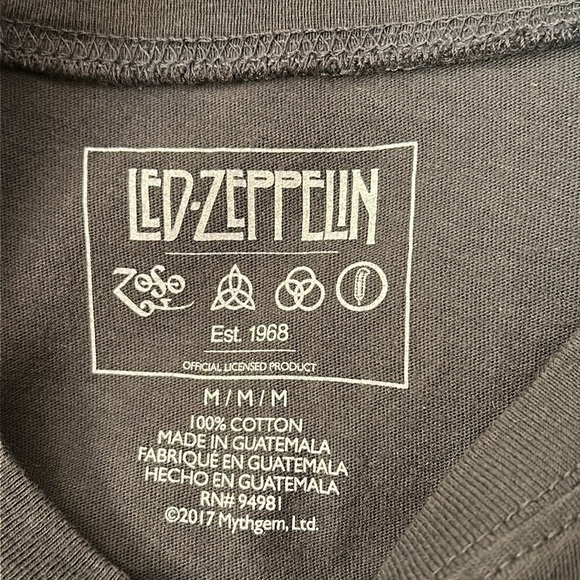Women 2017 Led Zeppelin Gray & White 100% Cotton T-Shirt Size Medium - Picture 4 of 5